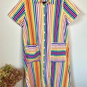 Christopher John Rogers Red and Yellow Buttoned Polo Shirt Dress